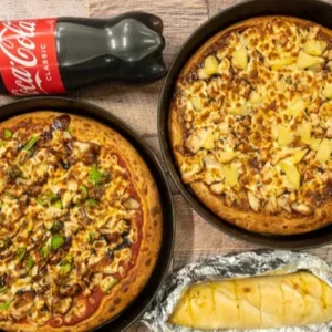 Any 2 FAMILY PIZZAS, 1.25 Lt. DRINK & 1 GARLIC BREAD