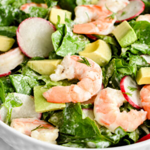 Served with Seafood Sauce, Avocado on a bed of lettuce