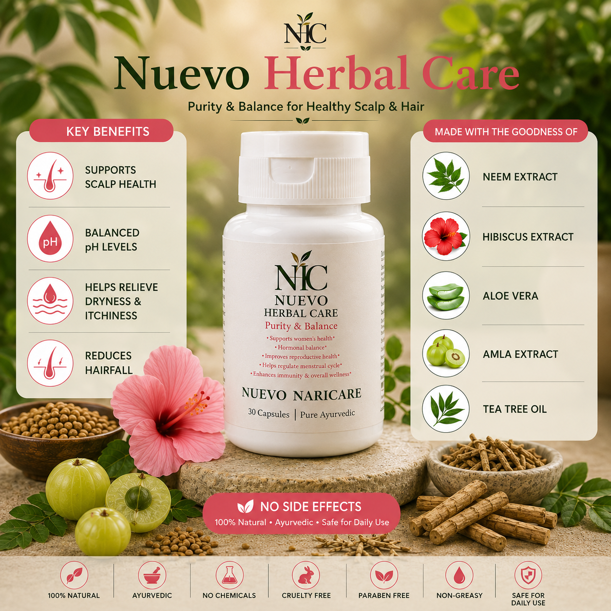 Nuevo Naricare Capsules – Pure Ayurvedic Formula for Women’s Hormonal Balance (30 Capsules)
